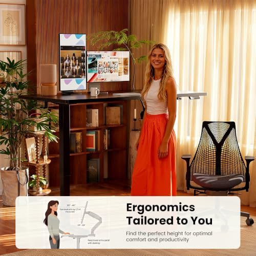 ErGear Electric Standing Desk, 48" x 30" Whole Piece Desktop, Adjustable Height Computer Desk, 4 Height Memory Settings, Sit Stand Up Desk for Home Office, Black