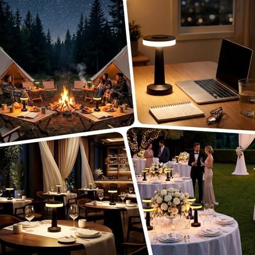 Riakrum 1 Pcs LED Cordless Table Lamp Bulk Rechargeable,Black