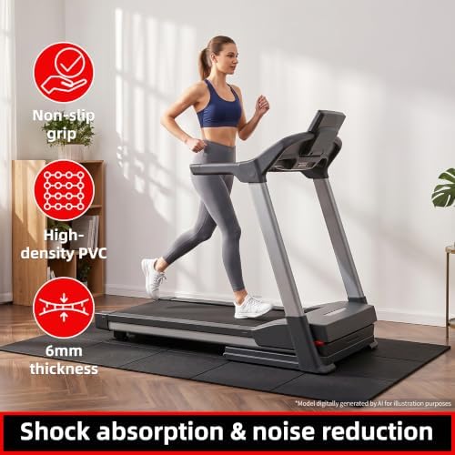 GymCope Foldable Treadmill Mat for Hardwood Floors Carpet, 6mm Exercise Mat