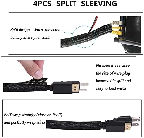 Cord Management Organizer Kit 4 Cable Sleeve split 192PCS Cable Management