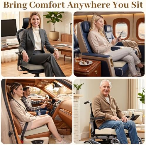 TranquilRelax 2XL Memory Foam Seat Cushion for Office Chair, 3.7-Inch, Khaki