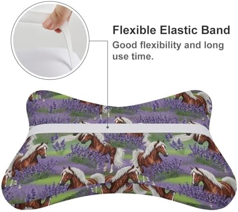 2 Pack Memory Foam Car Neck Pillow Lavender Flowers Horse Headrest Cushion Adjustable Strap for Neck Pain Relief