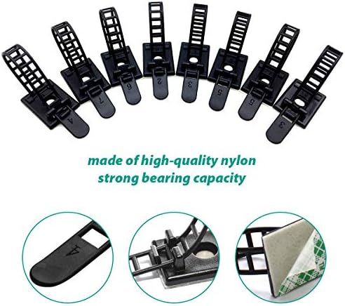 50 Pieces Cable Management Desk Wire Organizer Cable Ties Zip Ties Adhesive Cord Clips Cord Keeper Desk Wire Management
