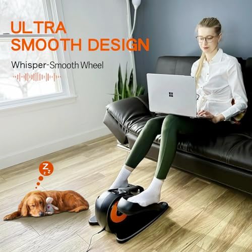 Under Desk Elliptical Machine, Leg Exerciser for Seniors Adults, Adjustable Speeds Elliptical Trainer with Remote, Quiet & Portable Mini Seated Pedal Exerciser for Home Office Use