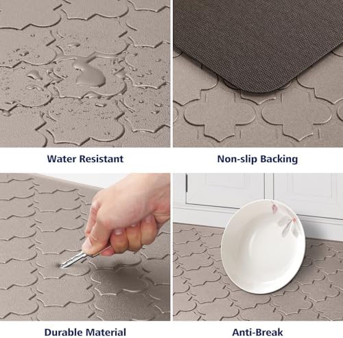 WISELIFE Kitchen Mat Cushioned Anti Fatigue Runner Rug, 17.3"x60", Khaki