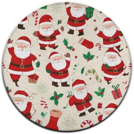 Highly Premium Quality Floor Mat, Office Chair Decor Mat, Room Sofa Yoga Soft Round Carpet Cute Cartoon Santa Claus Christmas