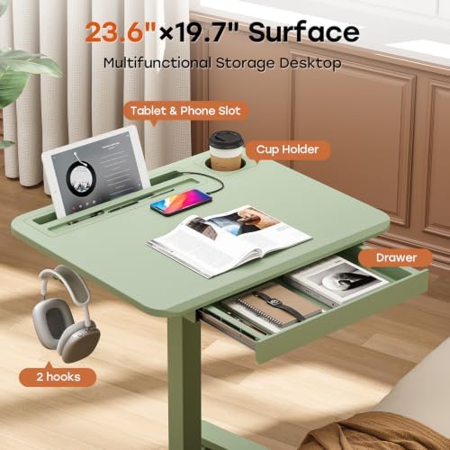 Small Mobile Standing Desk with Drawer, 23.6" x 19.7" Top