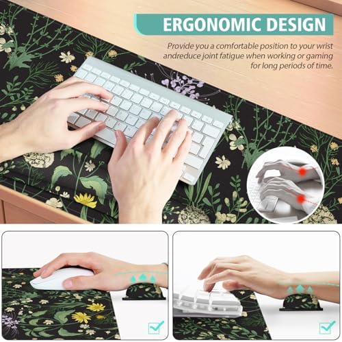 Desk Mat, Mouse Pad with Wrist Rest,4-in-1 Large Mouse Pads for Desk,Computer Ergonomic Mousepad with Wrist Support for Keyboard and Mouse(Grass)