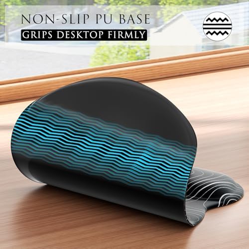 MROCO Ergonomic Mouse Pad Gel Wrist Rest, 9.4 x 8.1 in, Black Topographic