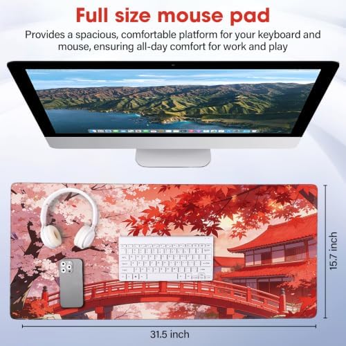 Large Mouse Pad 31.5x15.7 Inch - Starter Desk Mat, Maple Leaf