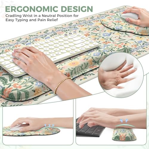 iCasso Green Desk Pad Mat, Large Mouse Pad and Keyboard Wrist Rest Set