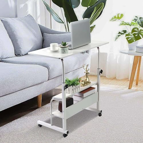 Standing Desk Height Adjustable, Stand up Desk, Easy Lift Height Computer Workstations,Home Office Study Room Portable Small Table White