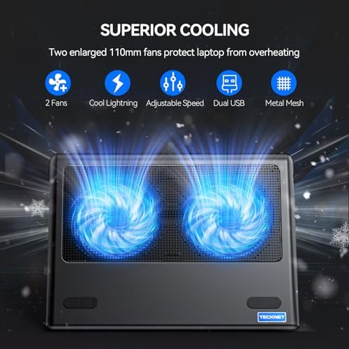 TECKNET Laptop Cooling Pad - 12"-15.6" Laptop Cooler with Quiet Cooling Fan