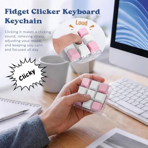 Keyboard Fidget Toy, Creamy Fidget Clicker Keyboard Fidget Keychain, Button Fidget Gifts for Adults, Boost Focus & Ease Anxiety Anywhere — Perfect Stress-Relief Gift (3×3 Grid Layout F)
