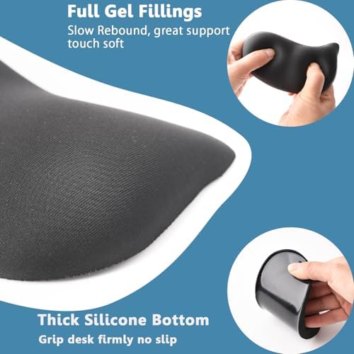 Ergonomic Mouse Wrist Rest Pad, Small Gel Mouse Keyboard Support Cushion Non-Slip Base, for Easy Typing and Wrist Pain Relief Office Computer, Laptop, PC Gaming (Black)