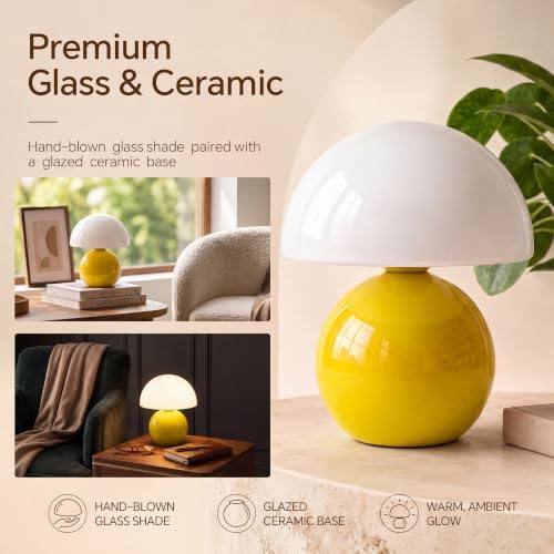 Dawnwake Mushroom Lamp Table Lamp for Bedroom-Small Desk Table Lamps,Yellow