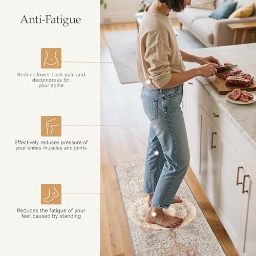 GENIMO Anti Fatigue Kitchen Mats for Floor 2PCS, Standing Rugs,PaleBeige