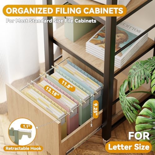 Letter Size Hanging File Folders Extra Capacity,2" Expandable Plastic Hanging File Organizer for Filing Cabinet Office Home,12 Pack Sturdy Pastel Heavy Duty Hang Folder with Tabs,for File Box