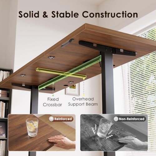 OffiGo 71 Inch Executive Electric Standing Desk Height Adjustable, Walnut