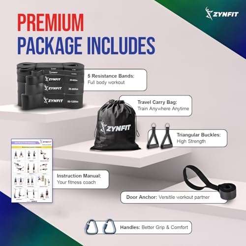 Pull Up Bands, Resistance Bands Set with Door Anchor, 5-Level Pull Up Assistance Bands for Working Out, Workout Bands for Home Gym