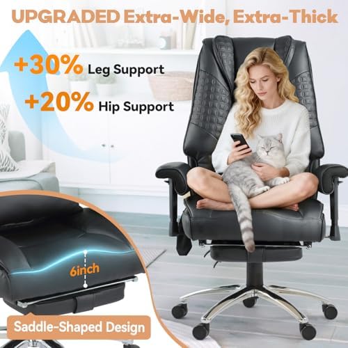 Vibrate Massage Heated Executive Office Chair for Home Office, Black