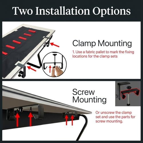 Under Desk Cable Management No Drill – 48" L x 6" W Cord Organizer, Upgraded Silicone Pads (No Scratch), 16 Cable Slots, Washable PE Honeycomb Base, Fits Desks 0–2.1" Thick, Black
