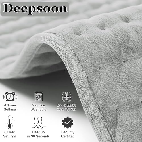 Heating Pad,Electric Heating Pads,Heating Pad for Back,Gray,33x17 Inch