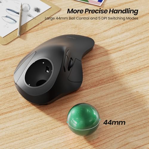Nulea M505A Wireless Trackball Mouse Ergonomic 44mm Index Finger Control
