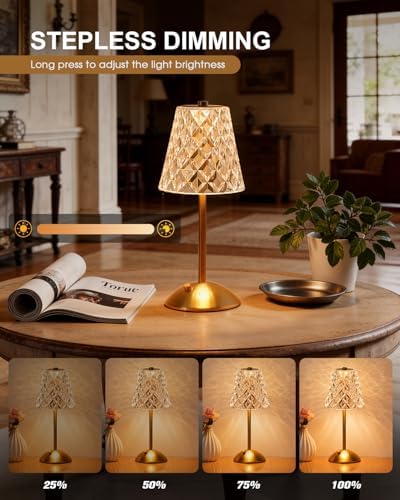 Nusogon 2 Pack Rechargeable Cordless Table Lamp, Touch Control Desk Lamp