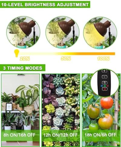 yadoker Plant Grow Light for Indoor Plant, Walnut Wood Grain LED Grow Light,Elevating Plant Lamp,Height Adjustable,Automatic Timer with 8/12/18Hours,10-Level Brightness,Ideal for Large Plant Grow