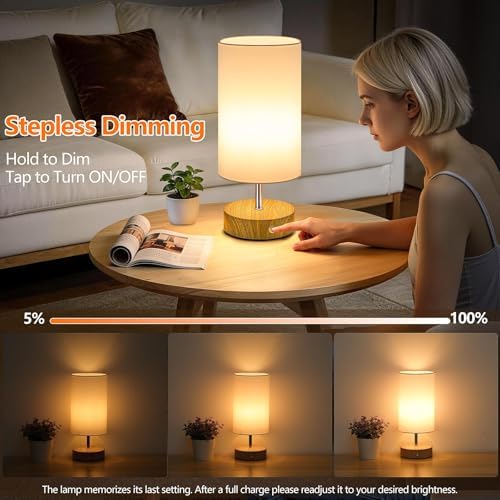 TOBUSA 2-Pack Rechargeable Cordless Table Lamps, 6000mAh Battery Operated