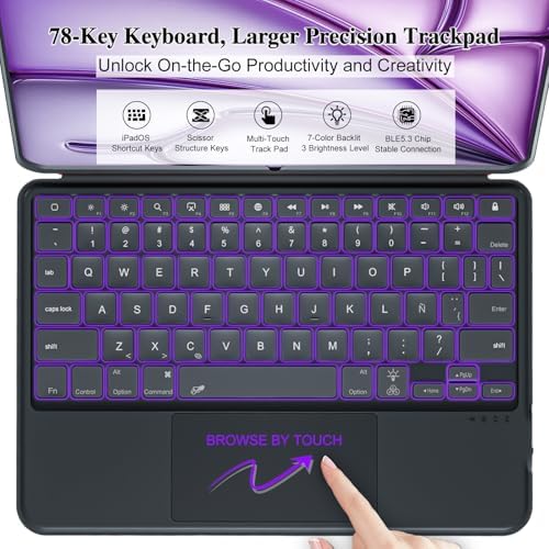 iPad Keyboard Case for Air 13 inch (M4/M3/M2, 2026/2025/2024), Pro 12.9 inch 6/5/4/3rd Gen, Magnetic Detachable Bluetooth Keyboard with Trackpad, Springy Backlit Keys,Slim iPad Case with Stand (Black)