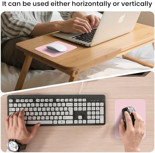 Small Mouse Pad 6 x 8 Inch, Horizontal and Vertical Flexible use. Great for Traveling, Wireless laptops, Keyboard Trays, Offices, etc. (Pink)