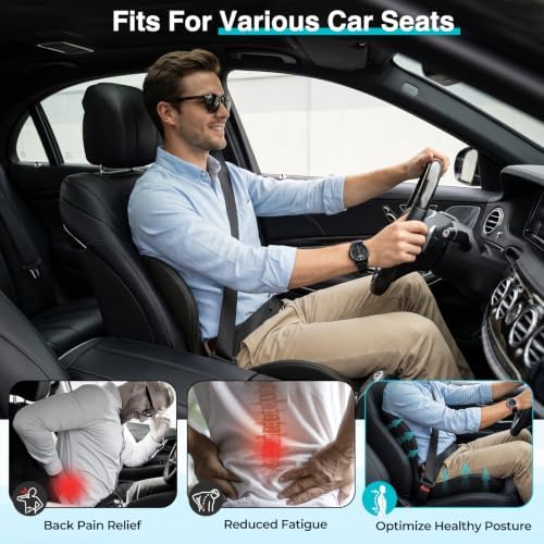 Seat Cushion for Office Chair and Car, L-Shaped Memory Foam Seat Cushion, Ergonomic Sciatica & Tailbone Pain Relief Cushion with Non-Slip Breathable Cover, Back Support for Office Chair-Black