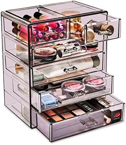Sorbus 6-Drawer Makeup Organizer with Small & Wide Drawers (Purple)