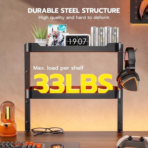 ARES WING 2-Tier 16 inch Clamp On Desk Shelf, Above or Under Desk Storage