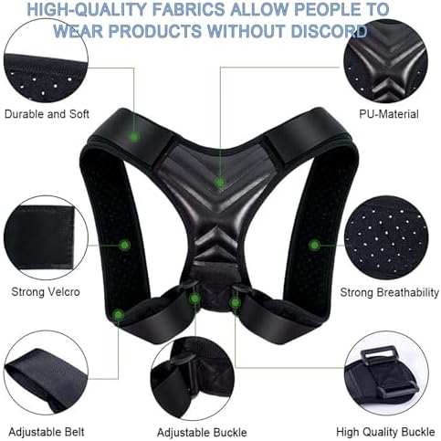 Posture Corrector, Back Brace for Women and Men, Adjustable Back Support, Shoulder Straightener for Improving Hunchback, Providing Pain Relief from Neck, Shoulder, and Upper Back - Black