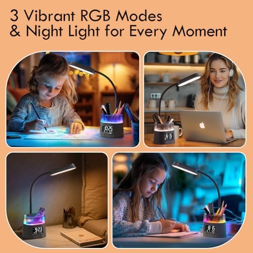 WILIT LED Desk Lamp for College Dorm Room Essentials, 3 Modes,Touch, Gray