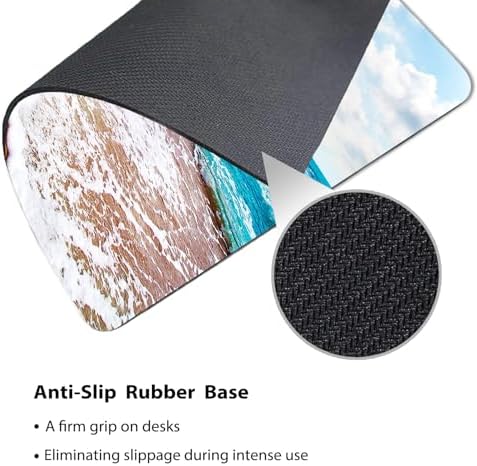 9.5x7.9 Inch Office/Gaming Mouse Pad, Tropical Scenic Beach Turquoise Sea Ocean Waves Coastal Paradise, Cute Anti-Slip Mat for Desk Decor