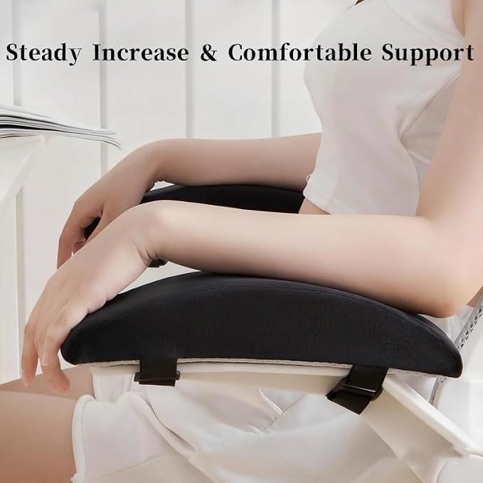 Office Chair Armrest Pads, 2 Pack Memory Foam Arm Rest Covers - Black