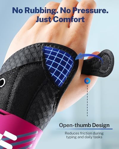 Quick Adjust Carpal Tunnel Wrist Brace, Open Thumb Opening for All-Day Wear