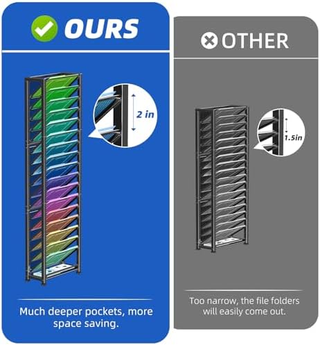 Simple Trending Wall File Organizer, 18-Tier Mesh Hanging Paper Document Folder Holder, Desktop Metal Files Storage Rack for Office and Home, Black