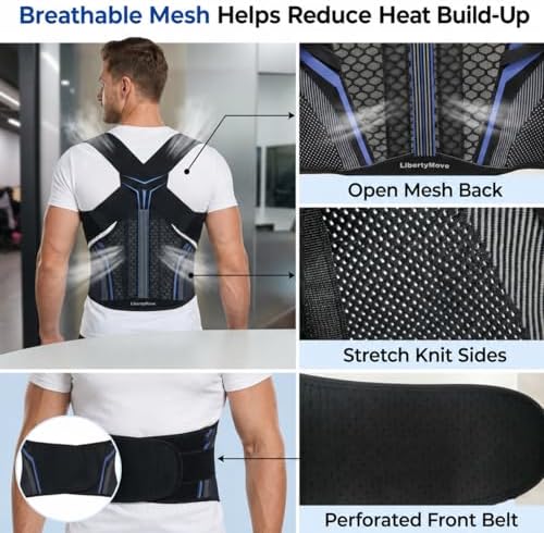 Back Brace Posture Corrector for Men, Adjustable Back Support Brace