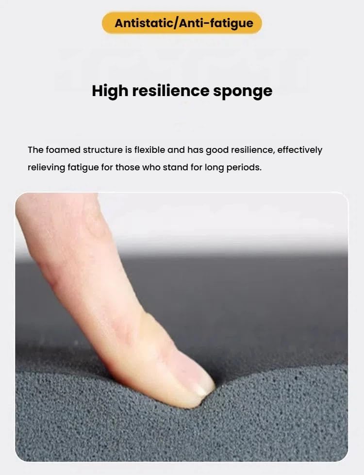 20mm Thick Anti-Fatigue Floor Mat - Cushioned, Static-Safe Beveled Edge Standing Pad for Workshops & Labs - Durable Black Mat (45x60 cm),Black,45x60 cm