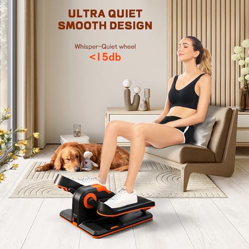 UPREIGN Under Desk Elliptical, Portable Seated Elliptical Exercise Machine, with Touch Screen Control Panel and Remote Control for Home or Office Use. Wireless Connectivity Enabled.