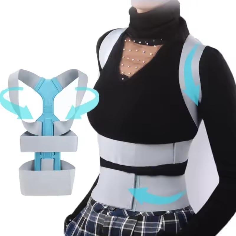 Invisible Posture Correction Belt Breathable Scoliosis Back Brace Spine Shoulder Support Chest Corrector Orthosis Soft (Gray,Medium)