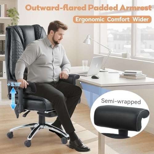 Vibrate Massage Heated Executive Office Chair for Home Office, Black