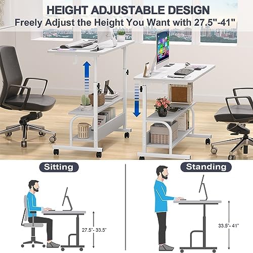 Armocity 32" Rolling Standing Desk with Charging Station for Couch Bed