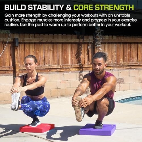 ProsourceFit Exercise Balance Pad, Non-Slip Cushioned Foam Mat & Knee Pad for Fitness and Stability Training, Yoga, Physical Therapy