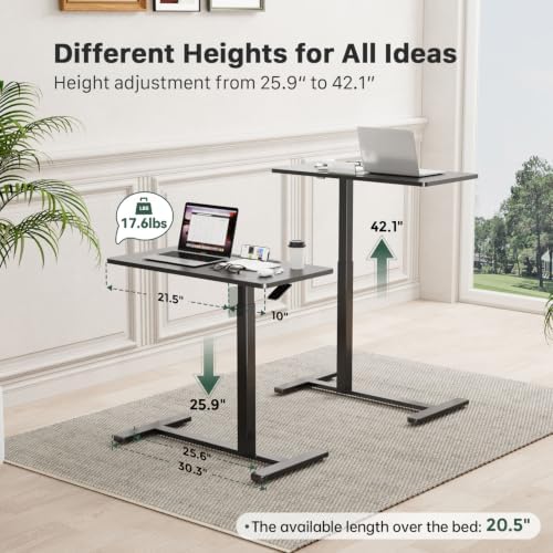 Gibbon Mounts 32” Rolling Mobile Standing Desk, Bedside Table with Wheels